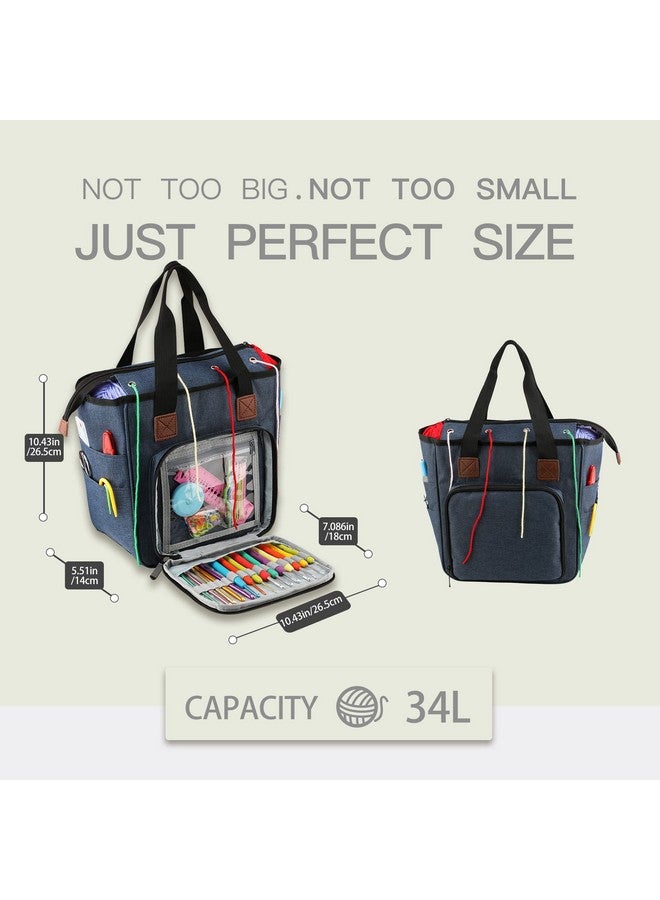 LOOEN Yarn Knitting Storage Totelarge Capacity Crochet Organizer Portable Travel Bag With Shoulder Strap Crochet Hooks Case For Unfinished Bulk Project - Image 3