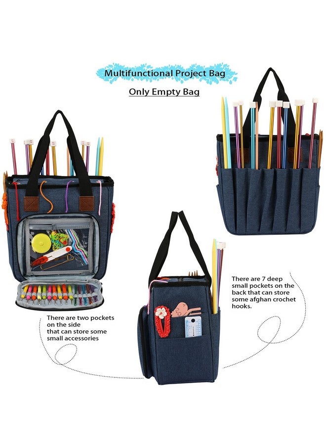 LOOEN Yarn Knitting Storage Totelarge Capacity Crochet Organizer Portable Travel Bag With Shoulder Strap Crochet Hooks Case For Unfinished Bulk Project - Image 2