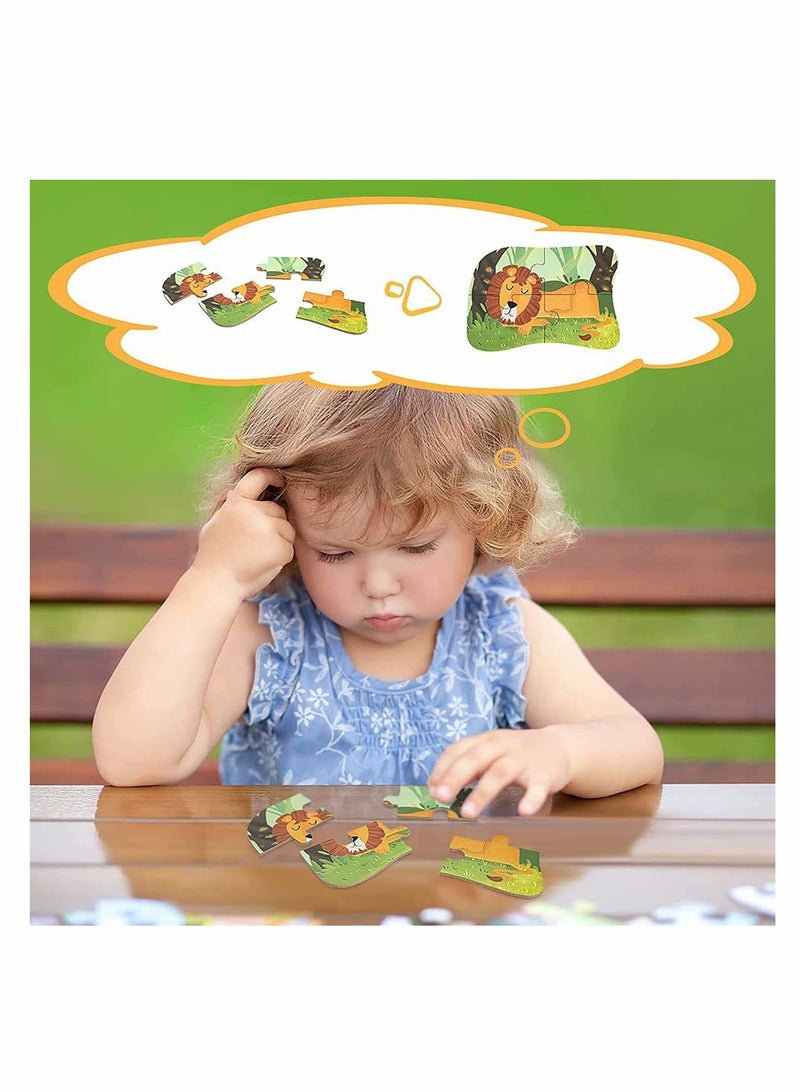 KASTWAVE Animal Puzzles, for 3 4 5 6-Year-Olds, 5-in-1 Jigsaw Puzzles with Iron Box for Storage, Puzzle Toys Gifts for Boys, Girls, Kids, and Children(Animal Puzzles)  - Image 2