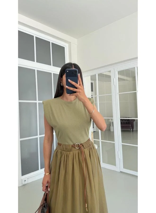 جاوس فستان بحزام طراز TWST الأخضر GAUS-01697.