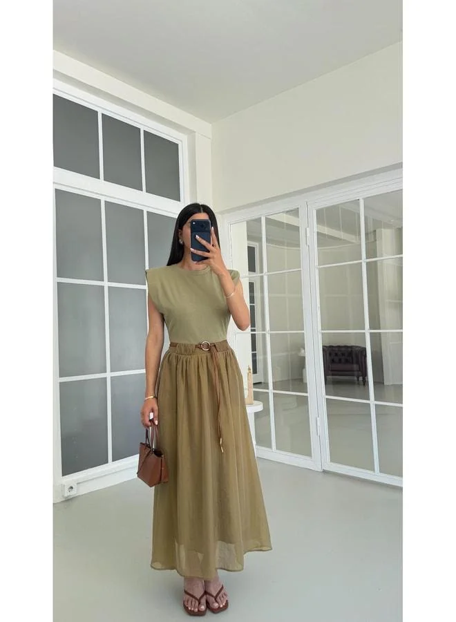 جاوس فستان بحزام طراز TWST الأخضر GAUS-01697.