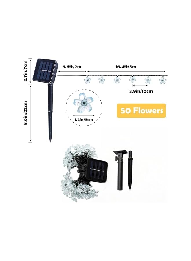 The Bros Multicolor Solar String Flower Lights, Outdoor Waterproof 23ft 50 LED Fairy Light Decorations for Garden Fence Patio Yard Christmas Tree, Lawn, Party - Image 3