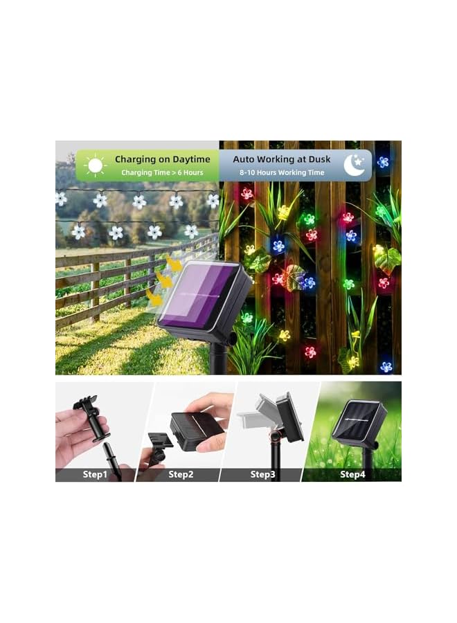The Bros Multicolor Solar String Flower Lights, Outdoor Waterproof 23ft 50 LED Fairy Light Decorations for Garden Fence Patio Yard Christmas Tree, Lawn, Party - Image 5