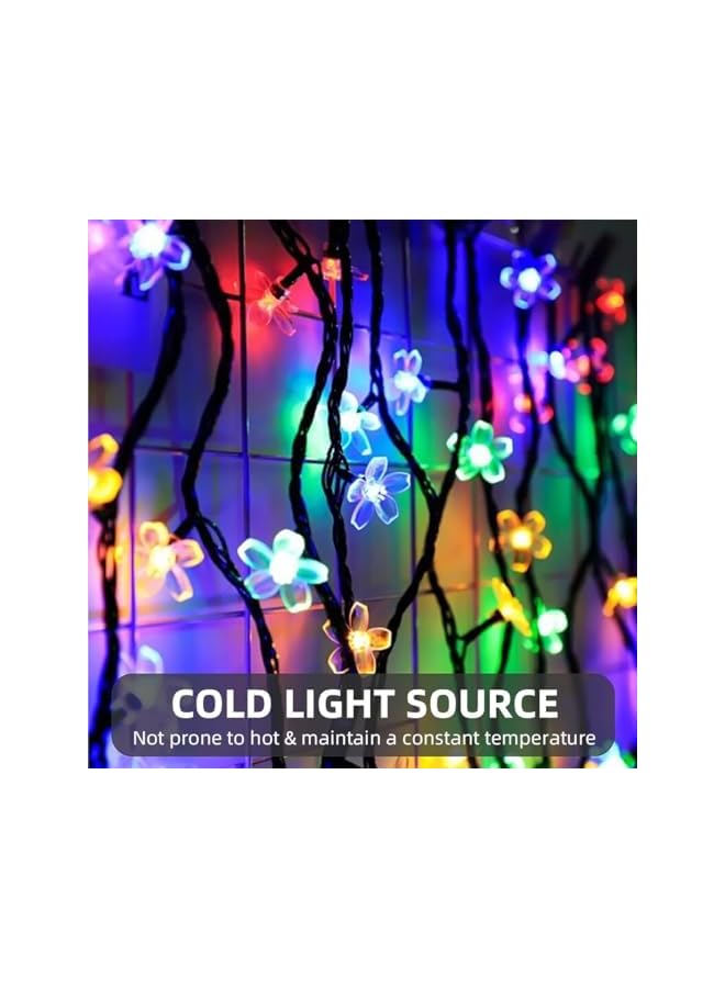 The Bros Multicolor Solar String Flower Lights, Outdoor Waterproof 23ft 50 LED Fairy Light Decorations for Garden Fence Patio Yard Christmas Tree, Lawn, Party - Image 4