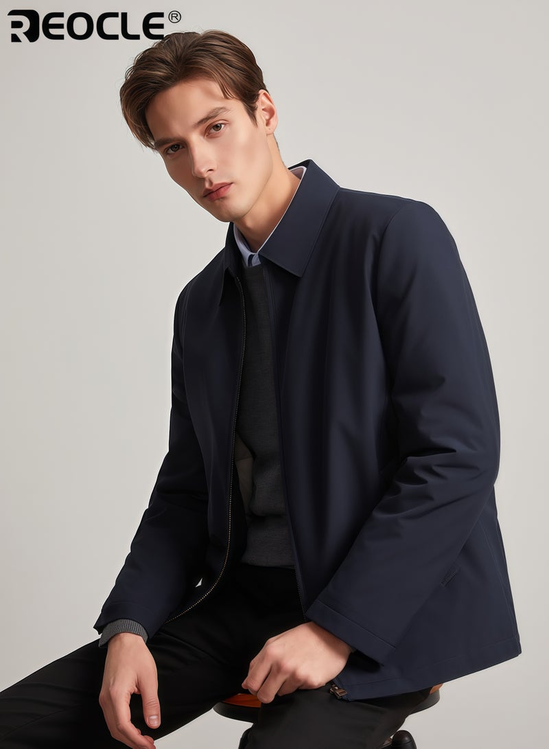 ريوكل جاكيت عمل رجالي بواجهة بسحاب وتصميم خفيف الوزن بليزر رسمي غير رسمي بأسلوب متعدد الاستخدامات للارتداء في المكتب للبالغين في منتصف العمر - Image 5