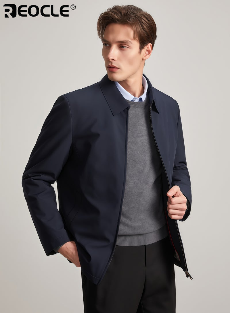 ريوكل جاكيت عمل رجالي بواجهة بسحاب وتصميم خفيف الوزن بليزر رسمي غير رسمي بأسلوب متعدد الاستخدامات للارتداء في المكتب للبالغين في منتصف العمر - Image 3