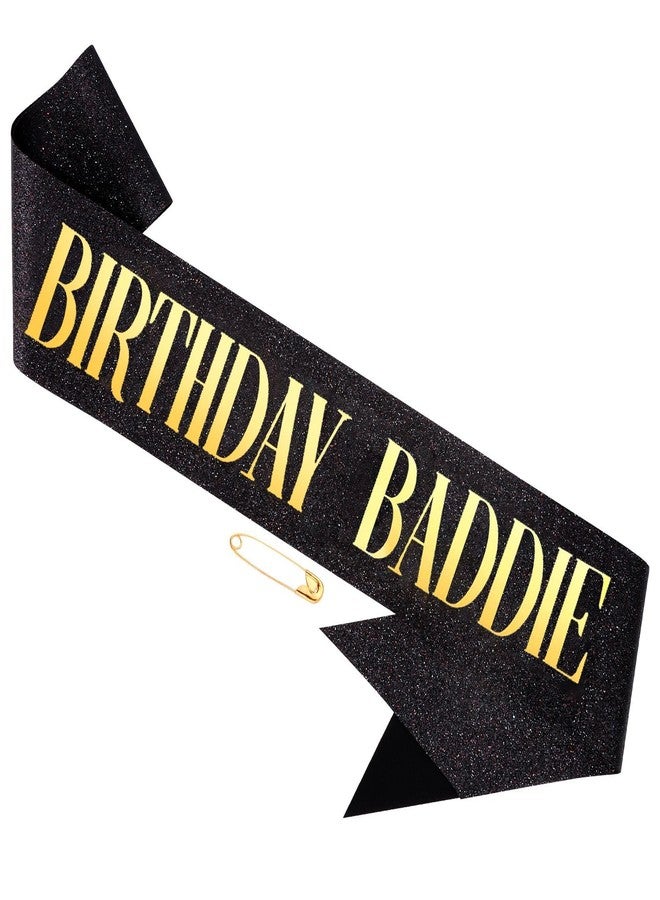 Hapdoo Birthday Baddie Sash for Women, Black “BIRTHDAY BADDIE” Sash with Gold Foil for Girl, Happy Funny Birthday Decorations Baddie Accessories for Women Men Party Favors Supplies - Image 1