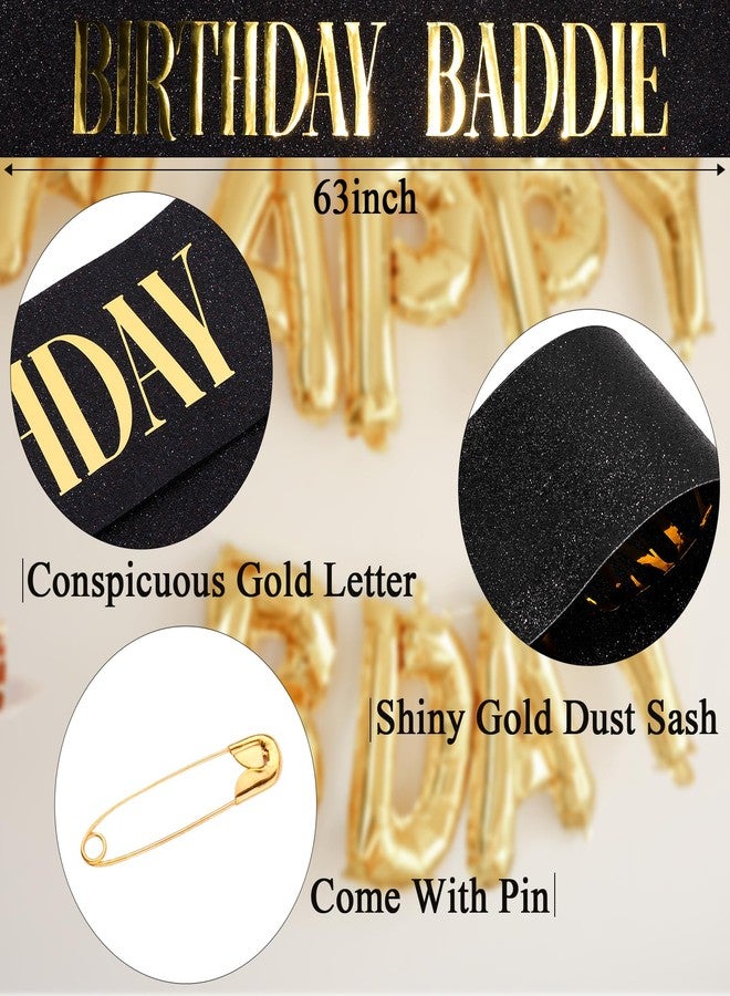 Hapdoo Birthday Baddie Sash for Women, Black “BIRTHDAY BADDIE” Sash with Gold Foil for Girl, Happy Funny Birthday Decorations Baddie Accessories for Women Men Party Favors Supplies - Image 2