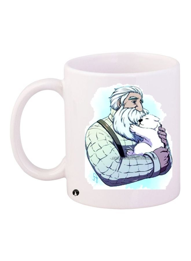 RYN Cartoon Printed Coffee Mug White/Blue/Black 11ounce