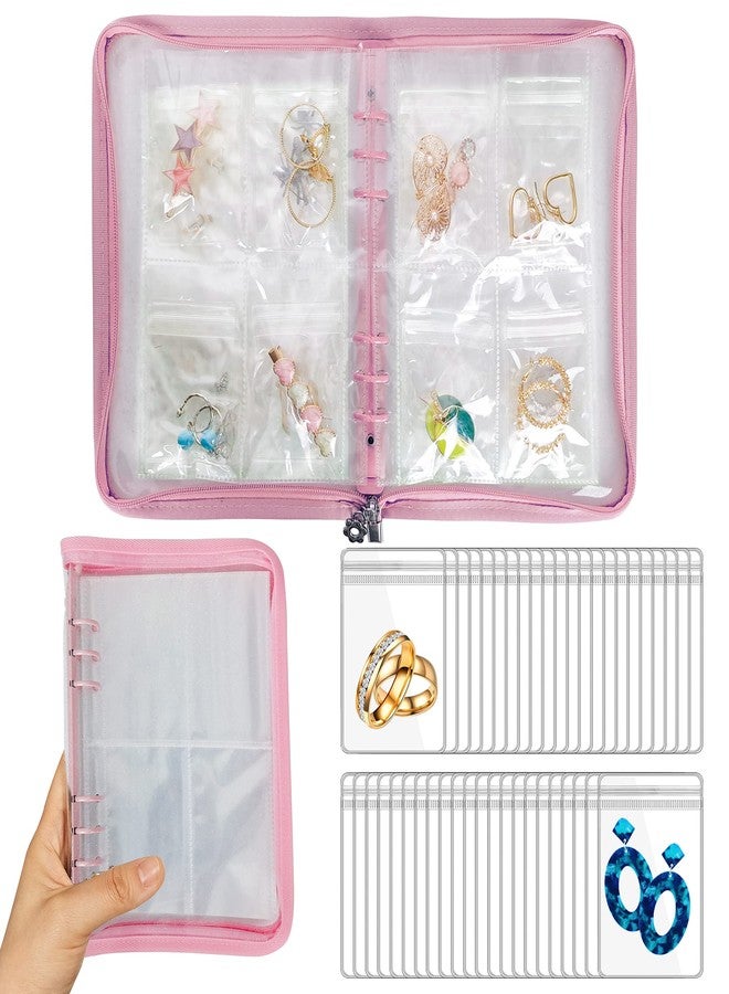 LingLingo Earring Organizer Case Travel Jewelry Organizer Transparent Jewelry Storage Book for Necklace Bracelet Ring Holder with Small Clear Zippered Pouch - Image 1