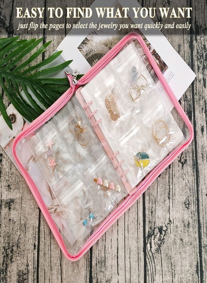 LingLingo Earring Organizer Case Travel Jewelry Organizer Transparent Jewelry Storage Book for Necklace Bracelet Ring Holder with Small Clear Zippered Pouch - Image 2
