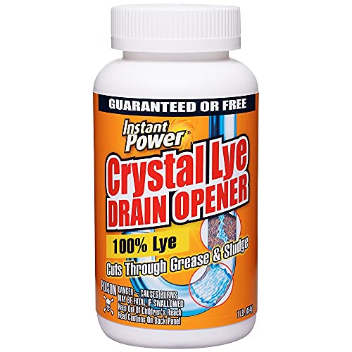 Instant Power Crystal Lye Drain Opener, Lye Sodium Hydroxide, Unclogs Bathroom and Kitchen Sinks, Drains, Shower Pipes 1 Lb - Image 1