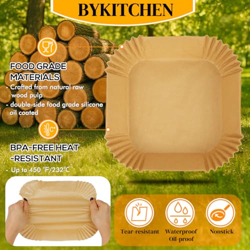 BYKITCHEN Air Fryer Sheets Liners for Ninja AG301 Grill, AF141 Pro 4-in-1 & More, 9in Disposable Square Air Fryer Parchment Paper Filters for 5 to 8 Qt, Ninja Foodi Grill Accessories(Set of 100) - Image 4