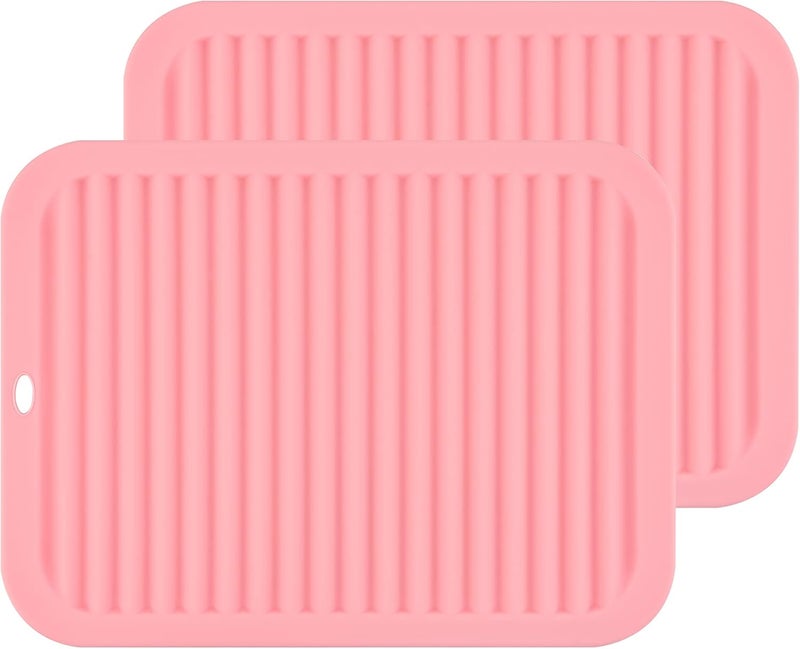 Smithcraft Silicone Trivets for Hot Dishes, Pots and Pans, Silicone Hot Pads for Kitchen, Heat Resistant Mat for Quartz Counter Table, Multi-Purpose Trivet Mat Pot Holders Set 2 Pink - Image 1