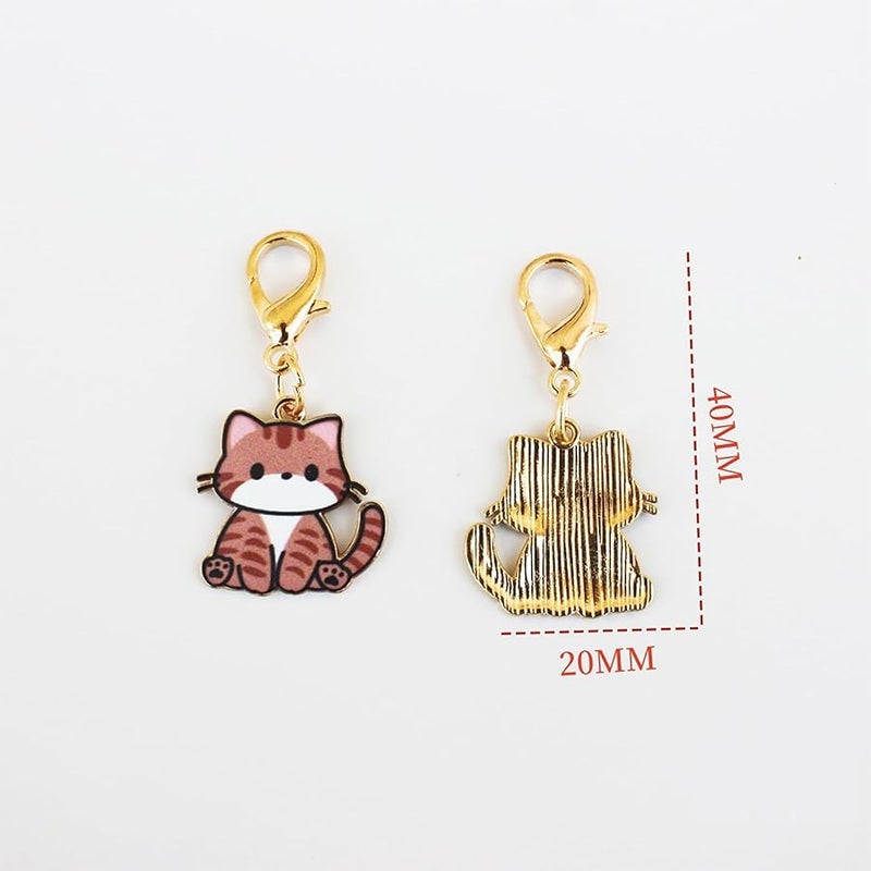 7 Pcs Women Girls Keychain Cute Cat Key Chain Small Bag Charm Metal Keychains Pendant Kawaii Mini Keychain - Image 3