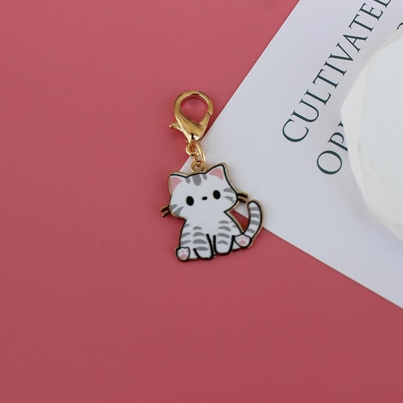 7 Pcs Women Girls Keychain Cute Cat Key Chain Small Bag Charm Metal Keychains Pendant Kawaii Mini Keychain - Image 4