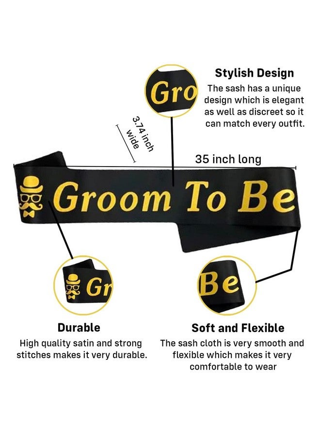 Party Propz Groom To Be Decoration Set - 1Pc Black Satin Groom To Be Sash | Bachelor Party Decorations For Groom | Groom To Be Decor | Groom To Be Decoration Items | Groom To Be Decoration Set For Men - Image 3