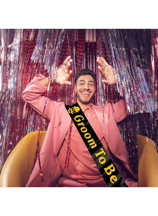 Party Propz Groom To Be Decoration Set - 1Pc Black Satin Groom To Be Sash | Bachelor Party Decorations For Groom | Groom To Be Decor | Groom To Be Decoration Items | Groom To Be Decoration Set For Men - Image 4