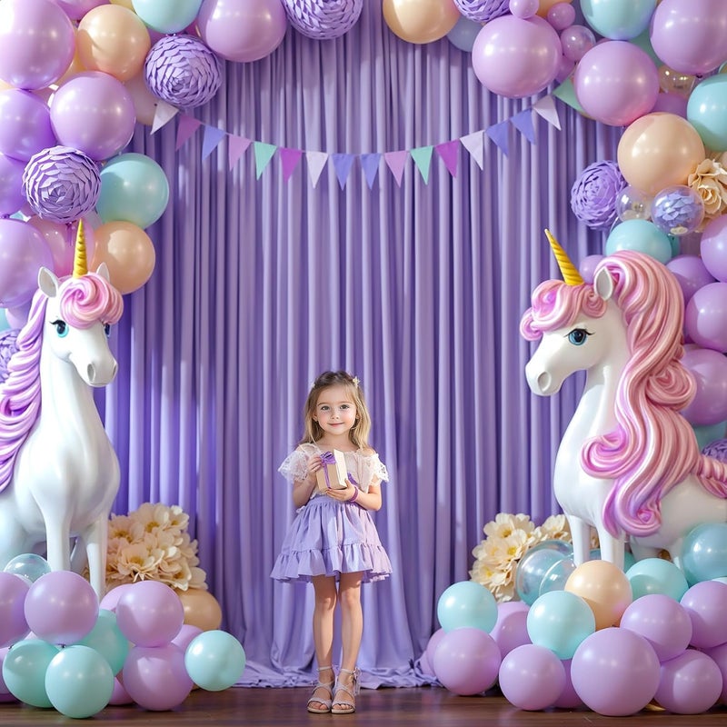PARTISKY 8x10FT Lavender Backdrop Curtains for Wedding Parties, Wrinkle Free Polyester Photography Backdrop Drapes for Wedding Baby Shower Birthday Parties Stage Background Stand Decorations 4x10ft,2 Panels - Image 3
