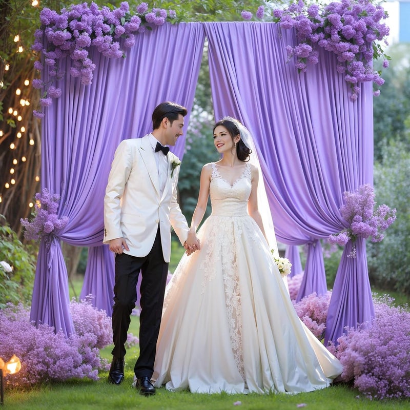 PARTISKY 8x10FT Lavender Backdrop Curtains for Wedding Parties, Wrinkle Free Polyester Photography Backdrop Drapes for Wedding Baby Shower Birthday Parties Stage Background Stand Decorations 4x10ft,2 Panels - Image 4