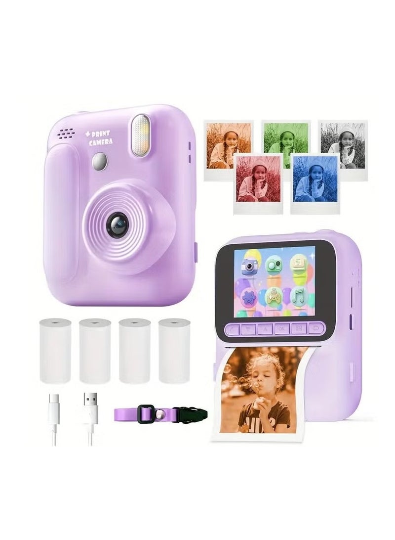 BlueFire Kids Instant Print Camera 4800W HD with 2.4” IPS Screen | 1080p Video Recorder | Ink-Free Thermal Printing | MP3 Player & Games | 3H Battery | 128GB Expandable | Fun Creative Gift for Boys & Girls - Image 1