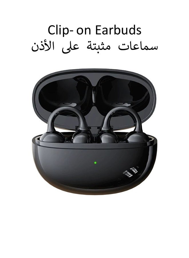 Tempo Open-Ear Clip Wireless Earbuds, Ultra Light Clip-on Design, Long Playback Dual Device Connect, For Sports Driving Office Running Travel Black Earphones - Image 2