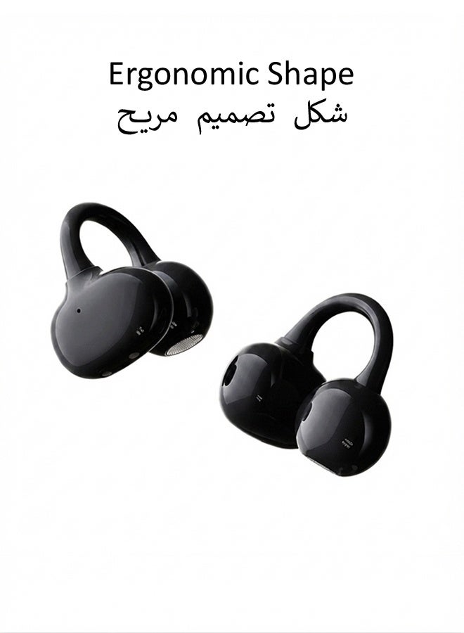 Tempo Open-Ear Clip Wireless Earbuds, Ultra Light Clip-on Design, Long Playback Dual Device Connect, For Sports Driving Office Running Travel Black Earphones - Image 3
