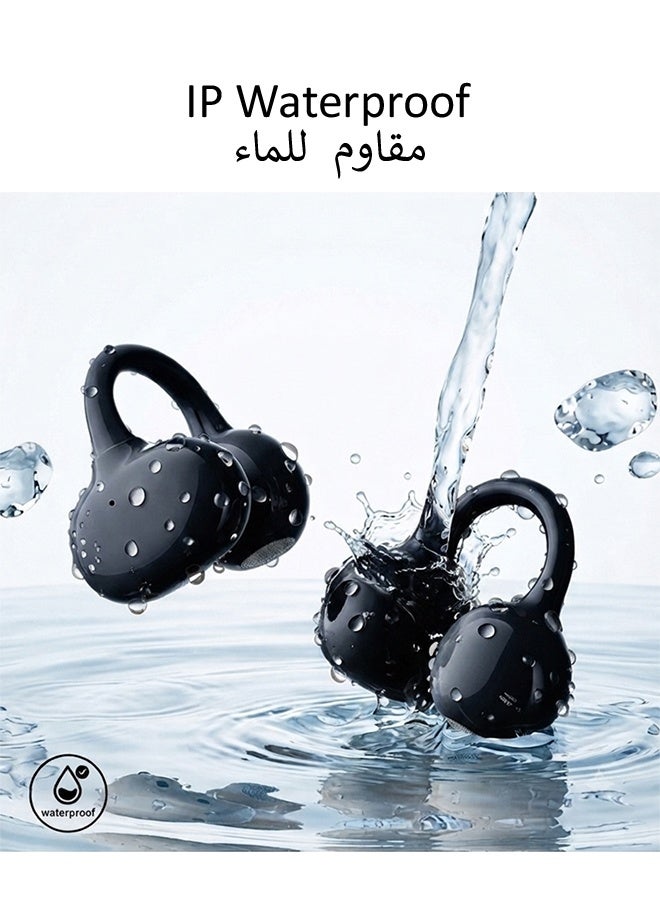 Tempo Open-Ear Clip Wireless Earbuds, Ultra Light Clip-on Design, Long Playback Dual Device Connect, For Sports Driving Office Running Travel Black Earphones - Image 4
