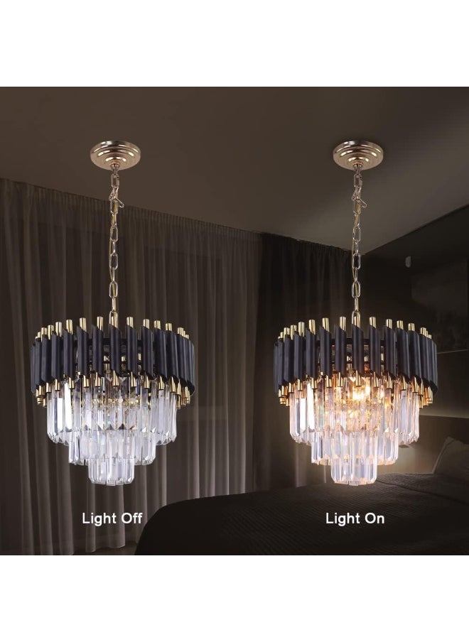 Generic Xychfantligh Crystal Chandelier Ceiling Light 15.7'' Back Gold Pendant Light 3-Tier Crystal Chandelier Light Fixture Flush Mount Ceiling Light For Dining Room Living Room Kitchen Island Foyer  - Image 4