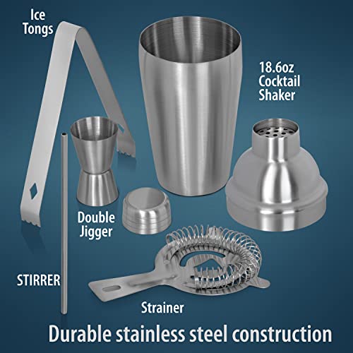 BF Systems Wyndham House Cocktail Shaker Set for the Home Bar, Great for Martinis, Stainless Steel, 5-Piece - Image 2