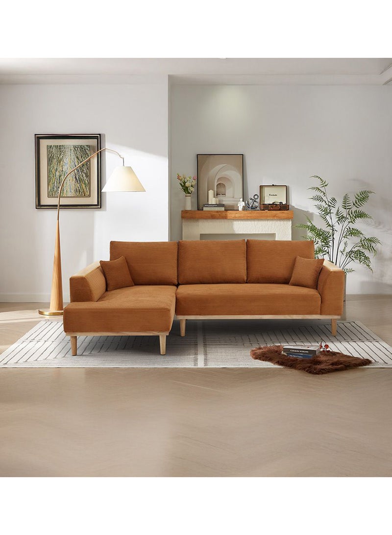 DANUBE HOME Orson Fabric Left Corner Sofa | Modern Design L Shape Corner Sofas | Comfortable Living Room Furniture L163xW92xH88cm - Camel - Image 1