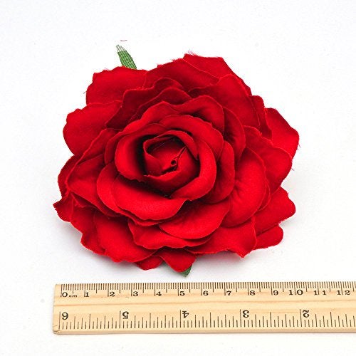 DreamLily Rose Flower Hair Clip Flamenco Dancer Pin up Flower Brooch BC10 (Big Red) - Image 2