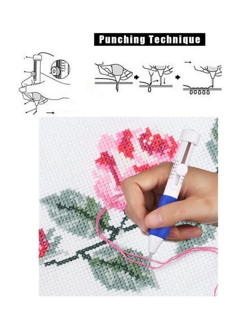SYOSI Magic Embroidery Pen Punch Needles Magic Embroidery Pen Set Punch Embroidery Needle Punch Needle Pen Set Cross Stitch Tool Kit DIY Craft for Embroidery Threaders DIY Sewing - Image 3