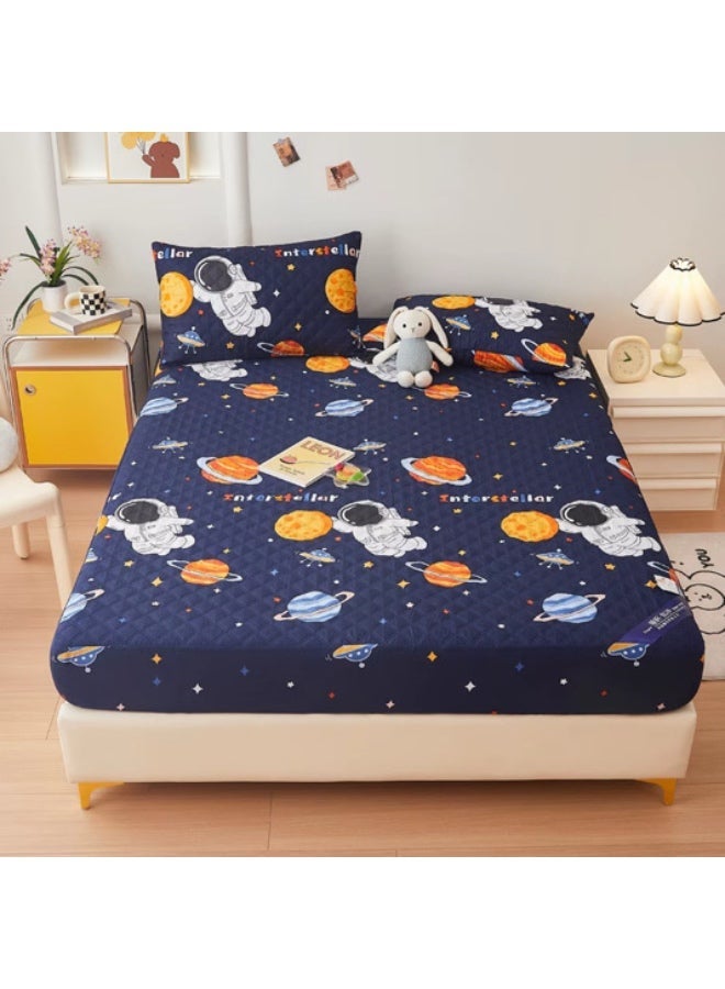 OLUDENIZ Waterproof Cotton Mattress Cover 90*200 cm – Soft, Quilted, and Breathable with 2 Pillowcases - Image 1