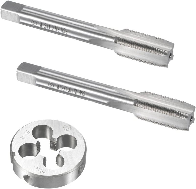 Mactoom 12mm x 1 HSS Metric Tap and Die Set Right Hand Thread,Tapping DIY Tool 3pcs (M12 x 1mm) - Image 1