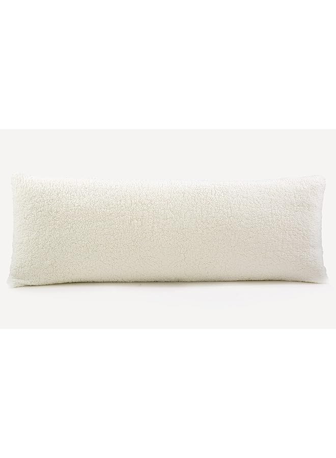 erorex Ultra Soft Sherpa Body Pillow Cover Case With Zipper Closure 21 Inch X54 Inch 21 Inch X54 Inch Body Pillow Cover Cream - Image 2