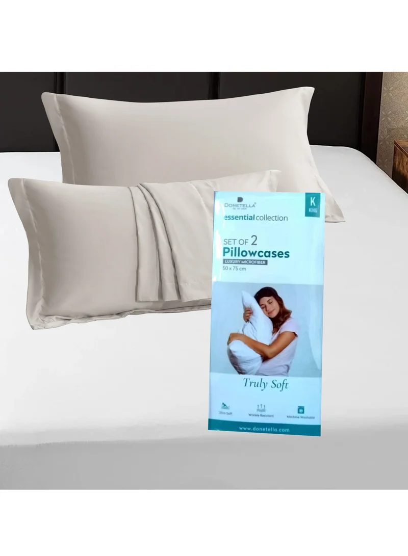Donetella Microfiber Pillowcases 2-Pcs Soft Pillow Cover (50 x 75 CM) With Envelope Closure (Without Pillow Insert),Silk