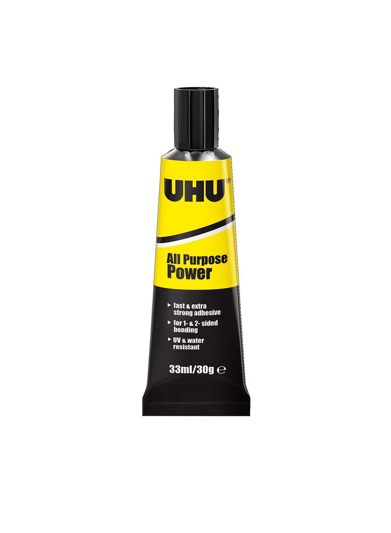 UHU All Purpose Power Adhesive, Super Strong, Elastic, Universal Crafts, Repair Glue, Tube, 33 Ml, Transparent  - Image 2