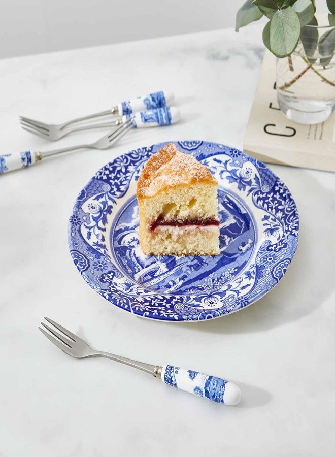 Spode Blue Italian Collection Pastry Forks, Set of Six, Stainless Steel Fork, Porcelain Handle, 6-Inch Salad, Spaghetti, Appetizer, and Dessert Fork, Hand Wash - Image 5
