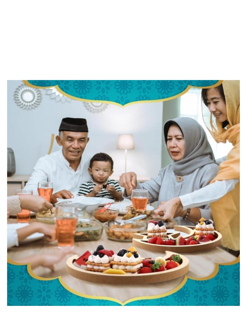 Y&D Ramadan Tray Eid Mubarak Tray Ramadan Kareem Moon Star Shape Tray Decoration Islam Wooden Artistic Moon Star Dessert Tray Ramadan Decorations for Table Moon Star Dessert Tray - Image 4