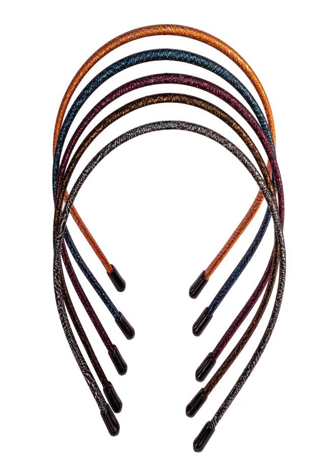 minihope Skinny Multicolor Headbands - Assorted Colors for All Hair Types - Instant Style, Pain-Free Wear - Durable, Adjustable, 5 Pack - Women, Men, Boys, Girls. - Image 1