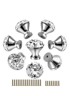 Muyixin 8 Pieces Dresser Drawer Cabinet Knobs 30 mm Diamond Shaped Crystal Glass Knobs Pulls for Bi-fold Door Bathroom Cupboard Desk Nightstand Bookcase  - Image 1