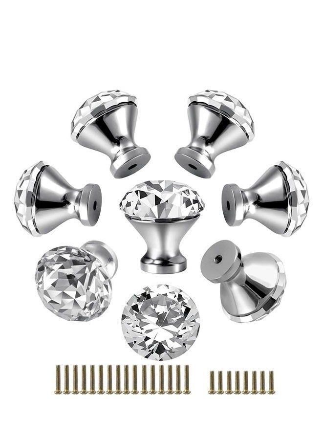 Muyixin 8 قطع مقابض أدراج خزانة الملابس 30 مم على شكل ماسي من الزجاج الكريستالي مقابض للباب ثنائي الطي وخزانة الحمام والمكتب ومنضدة الكتب - Image 1