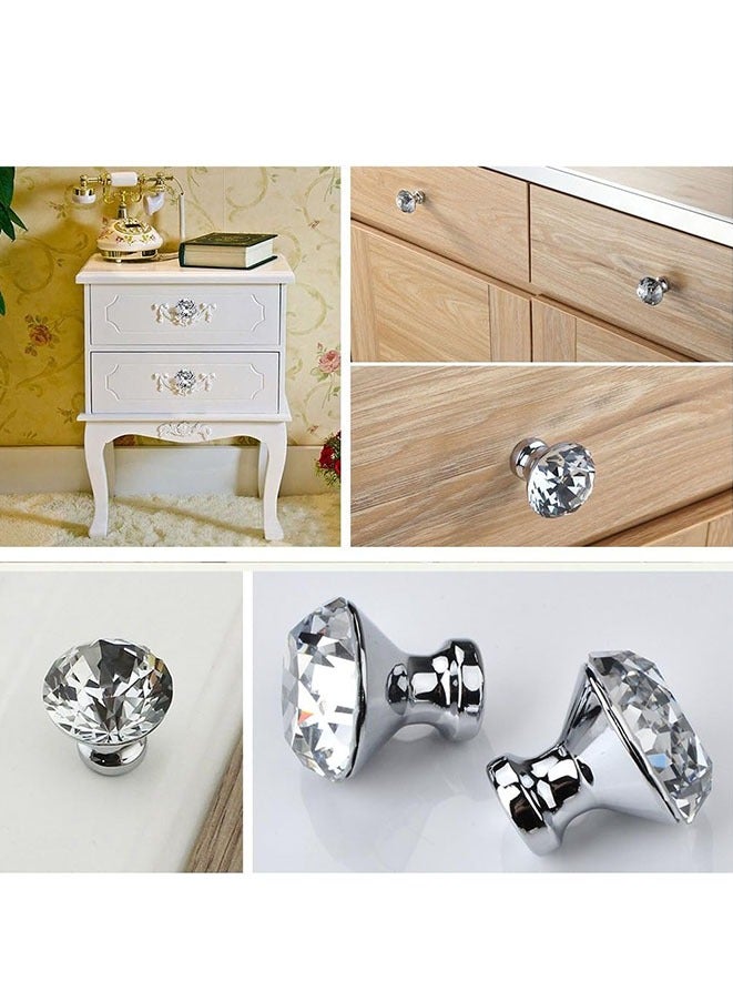 Muyixin 8 قطع مقابض أدراج خزانة الملابس 30 مم على شكل ماسي من الزجاج الكريستالي مقابض للباب ثنائي الطي وخزانة الحمام والمكتب ومنضدة الكتب - Image 5