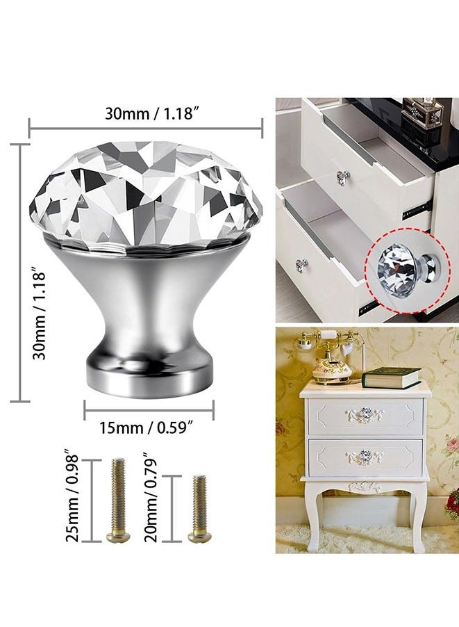 Muyixin 8 قطع مقابض أدراج خزانة الملابس 30 مم على شكل ماسي من الزجاج الكريستالي مقابض للباب ثنائي الطي وخزانة الحمام والمكتب ومنضدة الكتب - Image 2