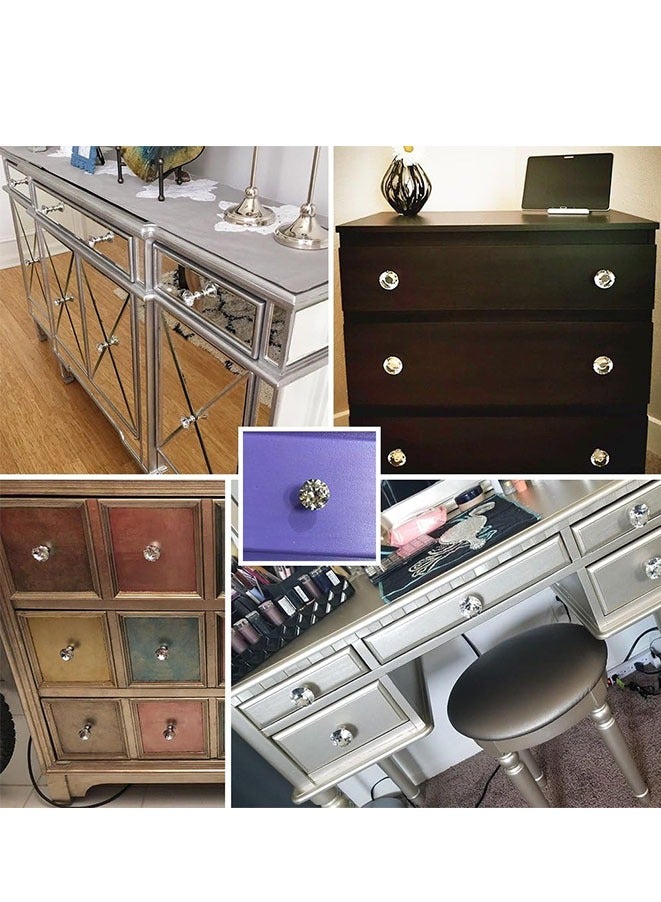 Muyixin 8 قطع مقابض أدراج خزانة الملابس 30 مم على شكل ماسي من الزجاج الكريستالي مقابض للباب ثنائي الطي وخزانة الحمام والمكتب ومنضدة الكتب - Image 4