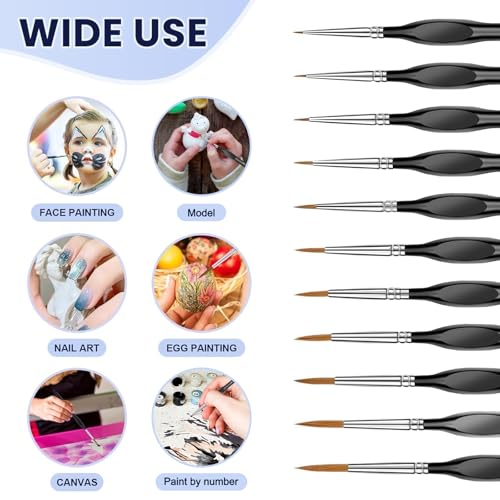 Blablaovy Detailing Paint Brush, 11 Pcs Miniature Paint Brushes with Triangular Handles, Art Paint Brushes for Acrylic Painting, Model, Face, Figurine, Watercolor, Oil, Paint by Numbers Kit for Adults - Image 4