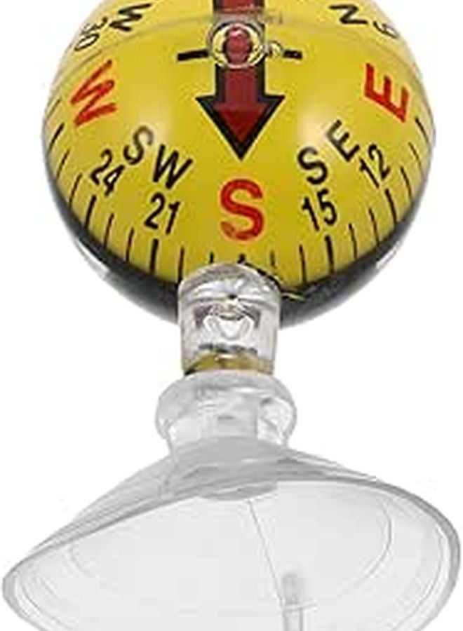 Yellow Suction Cup Car Compass 38mm Plastic Dashboard Navigation for Outdoor Hiking Marine - Image 1