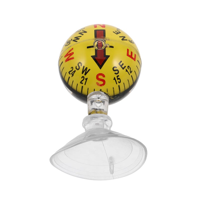 Yellow Suction Cup Car Compass 38mm Plastic Dashboard Navigation for Outdoor Hiking Marine - Image 2