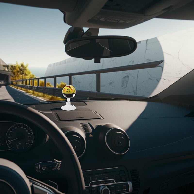 Yellow Suction Cup Car Compass 38mm Plastic Dashboard Navigation for Outdoor Hiking Marine - Image 5